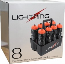 Lightning Plastic Carrier & Waterbottles 8 x 1L Black